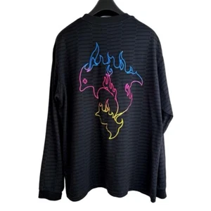 PINK + DOLPHIN Men's Sick Black Long Sleeve T-shirt Neon Dolphin Embroidery M - Picture 1 of 5