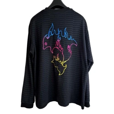 PINK + DOLPHIN Men's Sick Black Long Sleeve T-shirt Neon Dolphin Embroidery M - Image 1 of 4