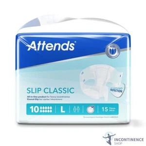 Attends Slip Classic 10 - Large - Pack of 15 - Quick Dry All in One Slips - Picture 1 of 4