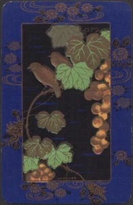 Playing Cards Single Card Old Vintage Named LACQUER Oriental Birds FLOWERS Art B - Bild 1 von 3