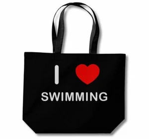 Swimming I Love Cotton Shopping Bag (Black, White, Natural) - Picture 1 of 8