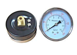 2 STCK. Luftdruckmesser 2-1/4"" Zifferblatt 0-200 PSI 1/4"" NPT Rückanschluss JS-10 - Bild 1 von 5