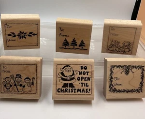 Stampin Up Christmas Gift Tags Set 8 Stamps 1998 Brand New Santa Claus Cards - Picture 1 of 6