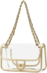 LAM GALLERY Clear Purse Handbag with Chain Stadium Approved + Cosmetic black bag - Picture 1 of 4