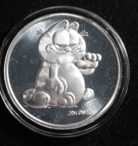 Garfield Vintage 1978 Round .999 1oz Fine Silver Coin Medallion Mint COA Box. - Bild 1 von 4
