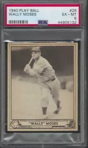 PSA 6 - 1940 Spielball # 26 Wally Moses Philadelphia A's - Bild 1 von 2