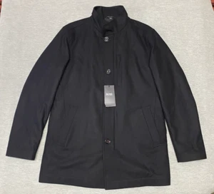 Hugo Boss Jacket Overcoat Men's Size 40R WOOL Black Camron Lined Coat Designer - Picture 1 of 18