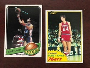 Sharp 1979 1981 Topps Philadelphia 76er Bobby Jones 2 Basketball Card Lot - Picture 1 of 2