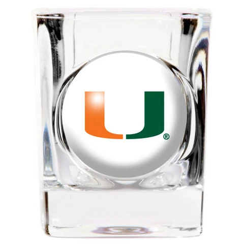 Miami Hurricanes Square Shot Glass 2 oz. Round Logo [NEW] NCAA Bar Drink CDG Cover