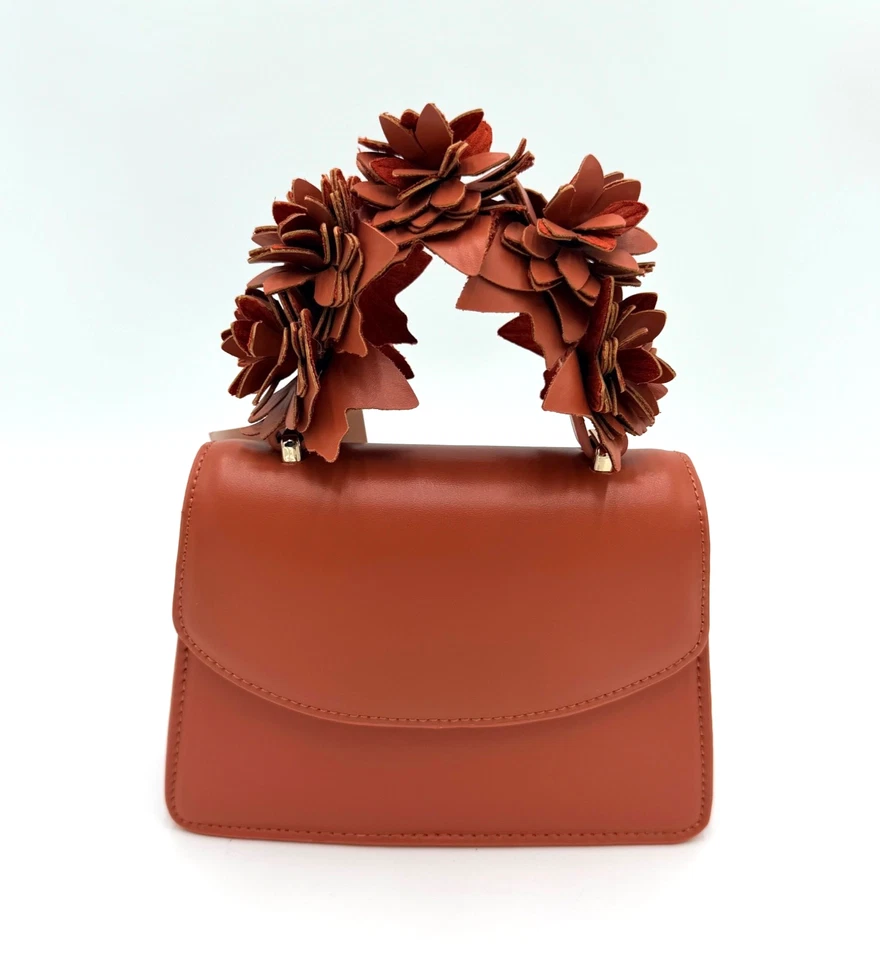 Bolso Bandolera ZARA Mujer Floral Asa Superior Imitación Cuero Marrón Nuevo Con Etiqueta Foto 1 de 4