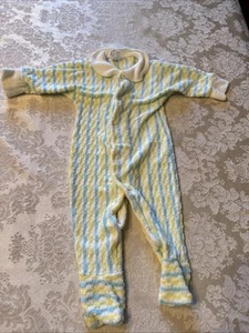 Pigiama neonato vintage BabyGro Gerber S 0-10 libbre righe gialle blu - Foto 1 di 3