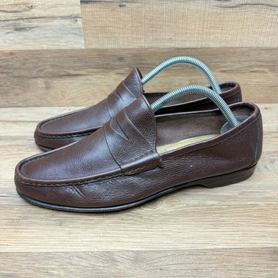 Ermenegildo Zegna Size 8 Brown sleek leather penny loafers Dress Shoes - Image 1 of 4