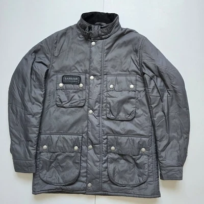 Barbour International Padded Jacket Mens Medium Biker Quilted Lightweight Grey - Image 1 of 4