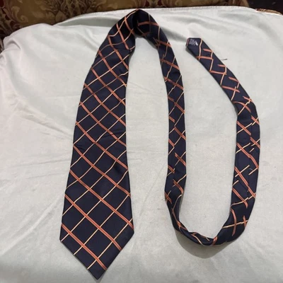 Галстук Nautica шелковый синий и оранжевый шашки - Изображение 1 из 4