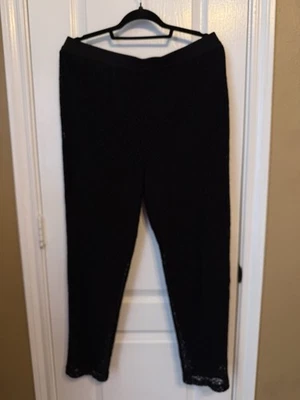 Chicos 2 12 Pantalones Forrados de Encaje Negro Cintura Elástica Pull On Pantalones Vacaciones Foto 1 de 4