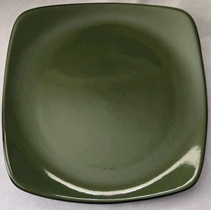 SET OF 2 CORELLE HEARTHSTONE BAY LEAF GREEN SQUARE SALAD LUNCHEON PLATES 8 3/4" - Picture 1 of 2