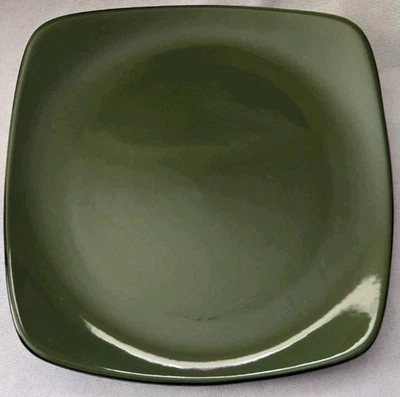 SET OF 2 CORELLE HEARTHSTONE BAY LEAF GREEN SQUARE SALAD LUNCHEON PLATES 8 3/4" - Image 1 of 2