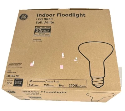 19 GE 65-Watt BR30 Soft White LED Floodlight Bulbs - 650 Lumens - Image 1 of 3