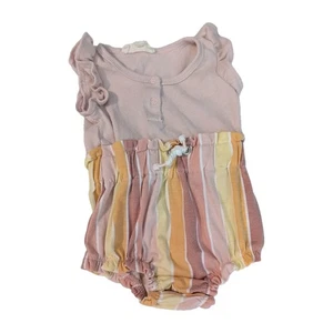 Jessica Simpson Baby Mädchen 3-6 Monate rosa Streifen Rüschen ärmellos Strampler Dusche - Bild 1 von 6