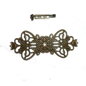 Bronce filigrana metal chapado 8 piezas pinback hallazgos hágalo usted mismo conectores de joyería - Imagen 1 de 2