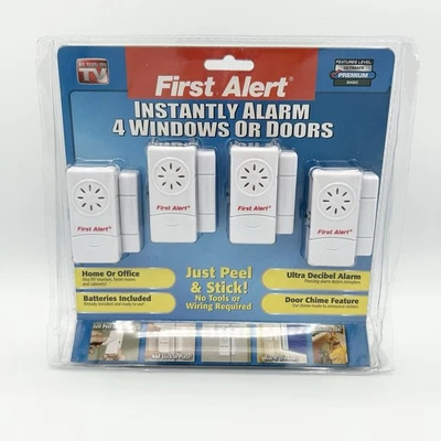 NEW! FIRST ALERT 4 Pack Premium Window & Door Security Alarms, SEALED - Image 1 of 4