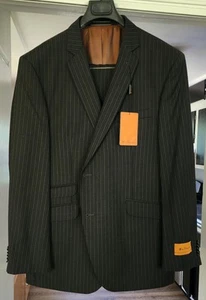 Ben Sherman Men's Gray Pinstripe Two Piece Suit - 46R 39W - NWT Untailored - Picture 1 of 8