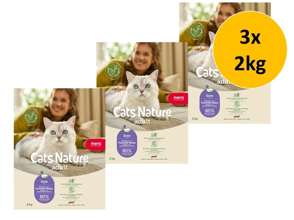 Mera Cat Nature Adult Ente | 3x 2kg Katzenfutter Sparpack - Bild 1 von 1