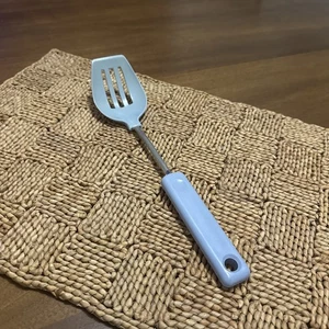 EKCO Schlitzlöffel Kochen Schaben Nylon flexibel mit flachem Rand blau Retro MCM - Bild 1 von 15
