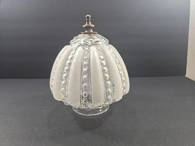 Antique Textured Glass Ceiling Light Shade Globe Acorn Shaped Brass Flush Mount - Image 1 of 4