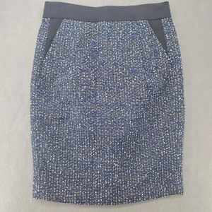 Falda lápiz J Crew tweed azul talla 10 forrada - Imagen 1 de 17