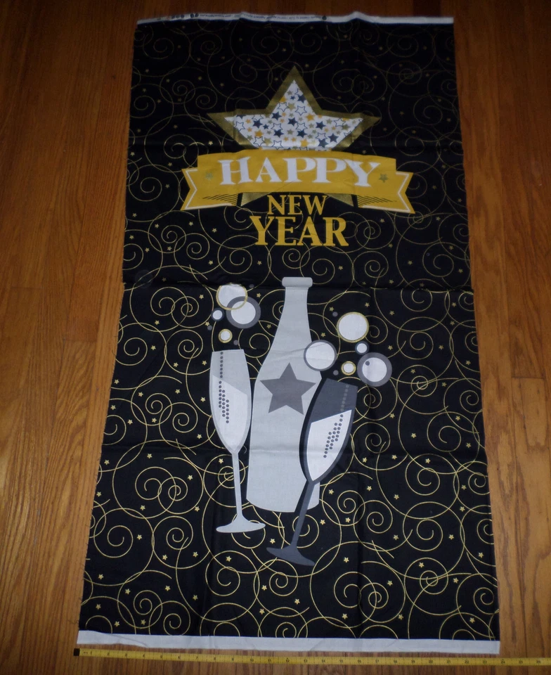 Nuevo FELIZ AÑO NUEVO Panel de Tela de Algodón Único - 23" x 42" - Fecha 2014 en Orillo Foto 1 de 1