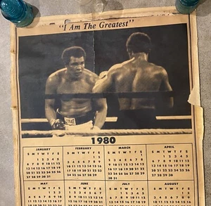 RARE 1980 Mohamed Ali Original Calendar Poster Black History Malcolm X Art 35x25 - Bild 1 von 12