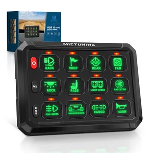 MICTUNING P1S 12 Gang Switch Panel RGB LED Light Bar Relay System Marine 12/24V - Picture 1 of 24