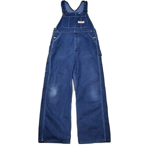 Big Mac Square Bak Denim Overalls Blue Jean Bibs USA Made Sz 36x30 Vintage 70s - Picture 1 of 11