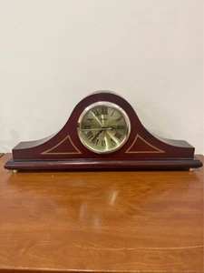 Quartz Galleria Mantel Clock Art Deco Gold And Brown Tested 19" Wide - Picture 1 of 7
