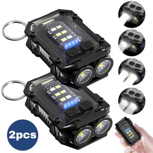 LED Torch Lamp Pocket USB Rechargeable Mini Keychain Keyring Camping Flashlight - Picture 1 of 18