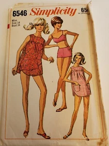 SIN CORTAR De Colección 1966 RETRO MOD BIKINI NATACIÓN Simplicity 6546 Encubrimiento Talla 14 Busto 34" - Imagen 1 de 2