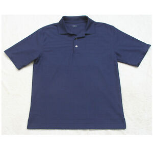 Top Flite Navy Blue Polyester Polo Shirt Short Sleeve Men Medium 3-Button 1-594