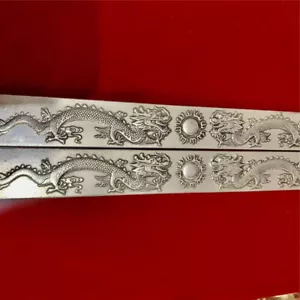2Pcs Tibetan Silver Paperweight Double Dragon Playing Bead Animals Carved - Picture 1 of 4