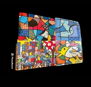 Romero Britto Set 4 Placemats Abstract Vinyl Signed Table Dining Kitchen NOS - Picture 1 of 4