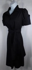 ELIE TAHARI Women's Black Cotton Stretch Short Sleeved Shirt Dress Sz 4 - Picture 1 of 6