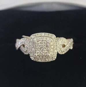 Real 10k Yellow Gold Diamond Ladies Ring Women Casual Engagement Wedding - Picture 1 of 8