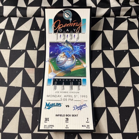 Opening Day 1993 Inaugural Game Joe Robbie Florida Marlins Ticket Cover