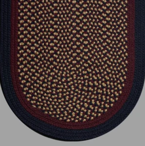 NAVY, BURGUNDY, TAN BRAIDED COUNTRY AREA RUGS By COLONIAL RUG--MANY SIZES! 311OB - Picture 1 of 1