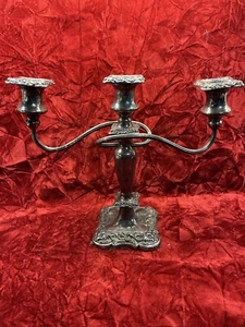 "Vela candelabro vintage Barker - Ellis placa de plata pesada 3 luces 10"" t" - Imagen 1 de 9
