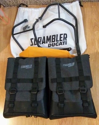 Ducati Scrambler 1100 conjunto de bolsa de selim original do fabricante 96781401A com suportes 96781361A - Imagem 1 de 4