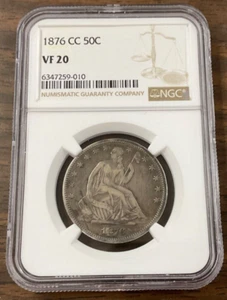 1876-CC Liberty Seated Half Dollar - 50c - NGC VF20. - Picture 1 of 4