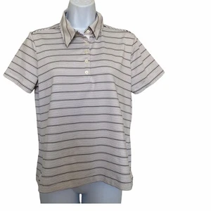 Nike Golf Fit Dry Womens Sz M Short Sleeve Knit Striped Polo Top - Picture 1 of 5
