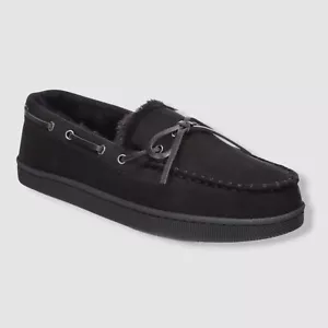 Club Room Men's Black Slip-On Moccasin Slippers Shoes Size 12-13/XL - Picture 1 of 5