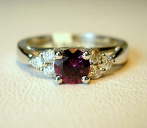 0.60 ct Fair Trade Natural Garnet & Diamond 14K White Gold Ring Was $1,395 Video - Picture 1 of 13